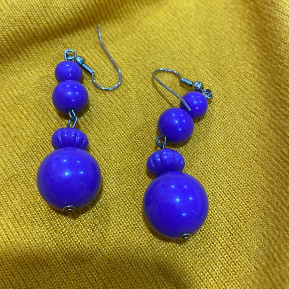 Purple Bead Earrings - Picture 2 of 3